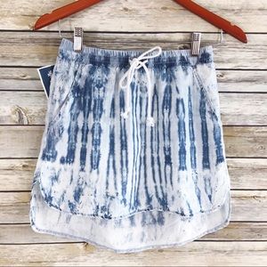 Cloth & Stone Chambray Acid Wash Tie Waist Skirt